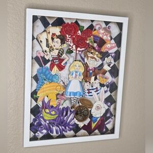 Alice in Wonderland Art Print Harlequin Framed Wall Decor Signed